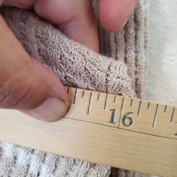 Rxb Striped Long Open Front Cardigan Long Sleeve Sweater Beige Boho Size M - Picture 12 of 14